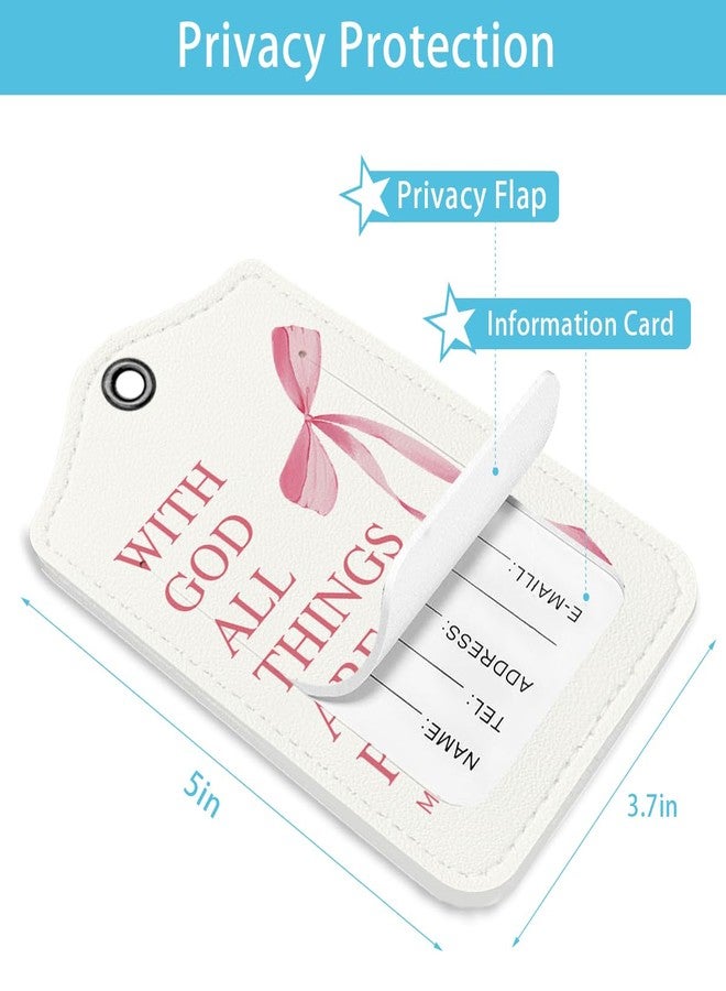 LARTSFRO Coquette Pink Bow Luggage Tags for Suitcases, Cute Luggage Tags for Women, Bible Verses Bow Luggage Tag, Trendy Girly 2 Pack Luggage Tag for Travel, Teen Girls Gifts Suitcase Tags - Image 2